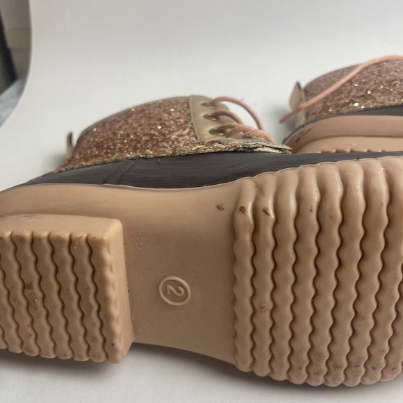 Avanti kids rose pink/brown Glitter Duck Boots size 2 - Picture 10 of 13